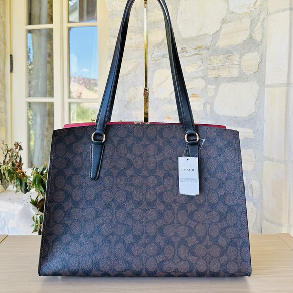 COACH Tatum Carryall Tote/ Zip Wallet Signature Canvas & Leather Brown Black NWT - Picture 4 of 14